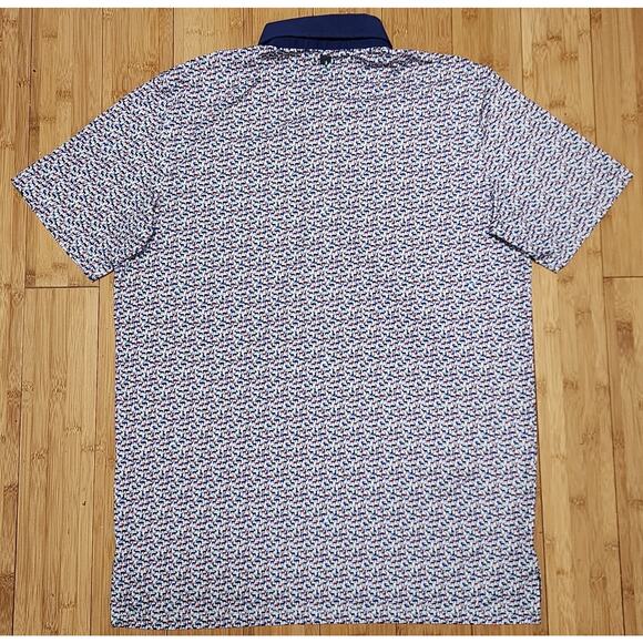 Greyson Polo Shirt Mens M White Blue Red Deers Performance Golf Logo Embroidered - Picture 5 of 6